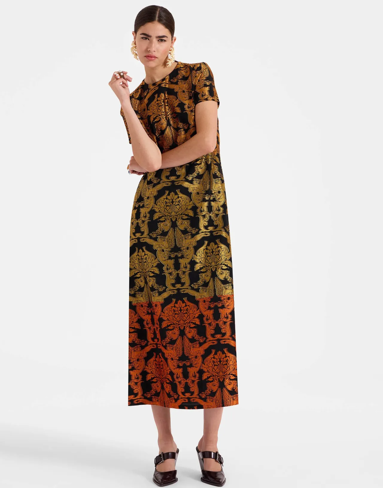 Store La DoubleJ Super Swing DressCherubs Multicolor in Fil Coupé