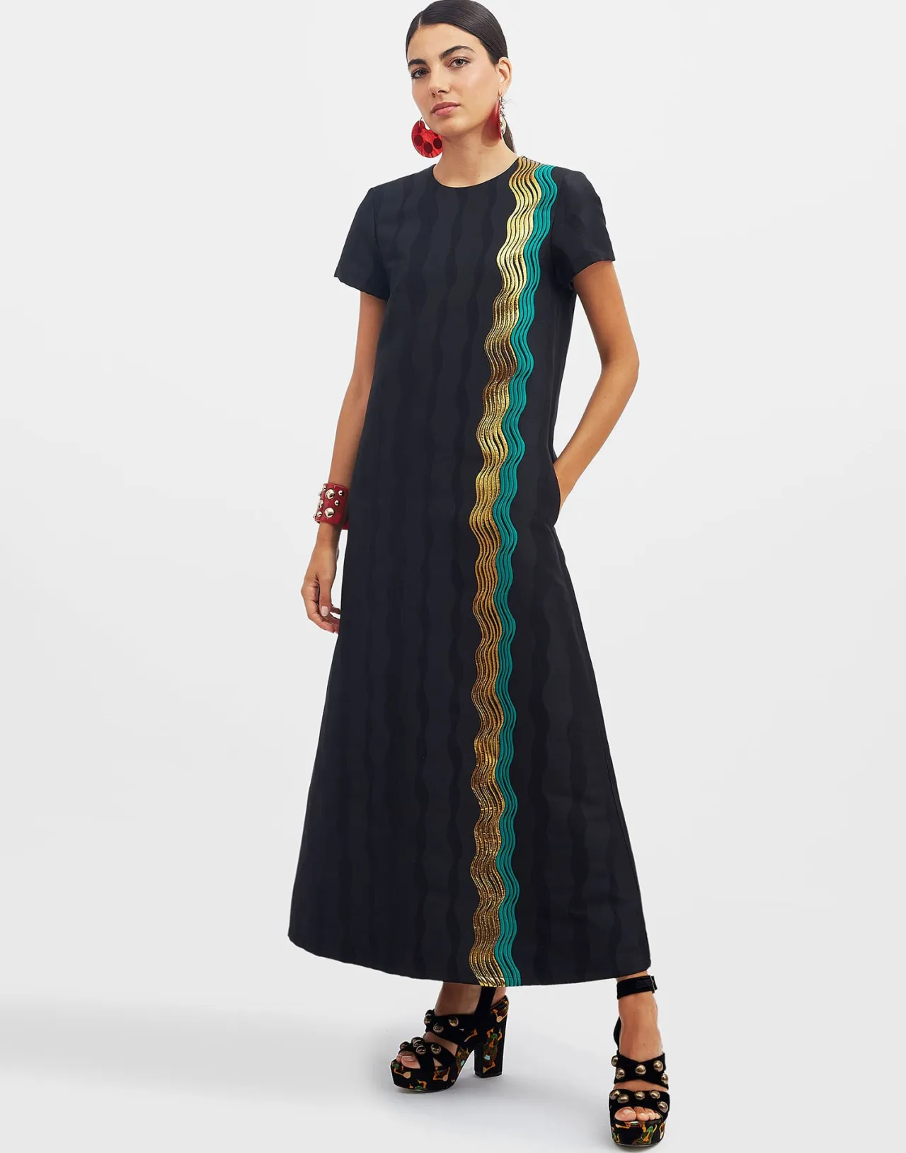 Outlet La DoubleJ Super Swing DressThe Nile Black in Jacquard