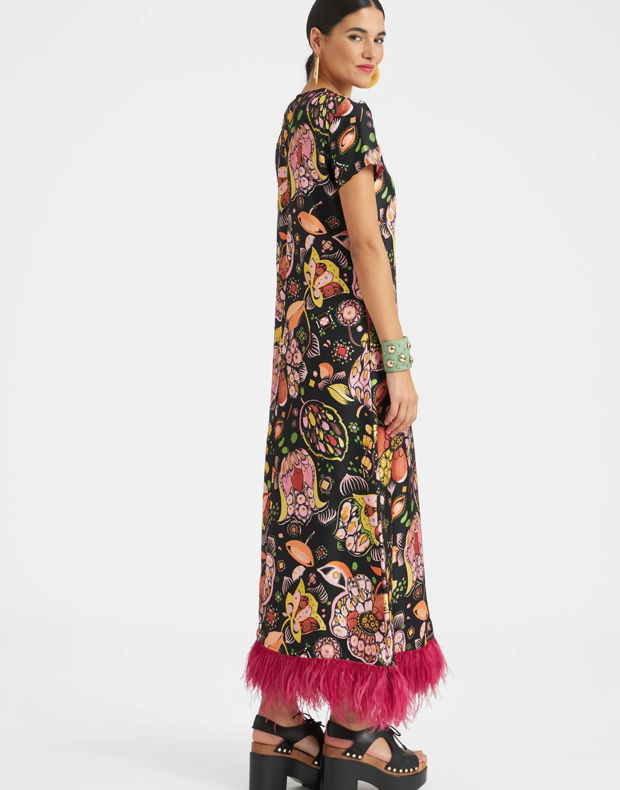 Shop La DoubleJ Swing Dress (With Feathers)Eden in Twill Silk