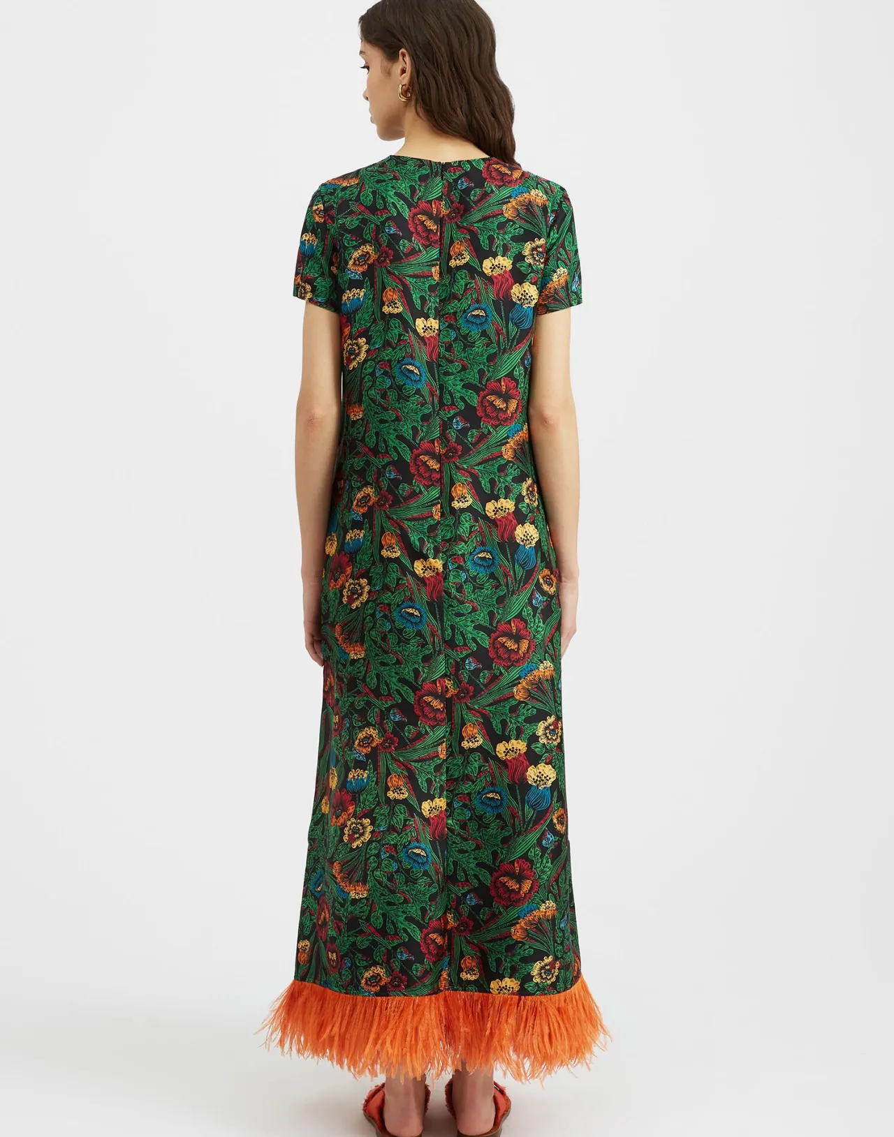 Sale La DoubleJ Swing Dress (With Feathers)Night Garden in Silk Twill