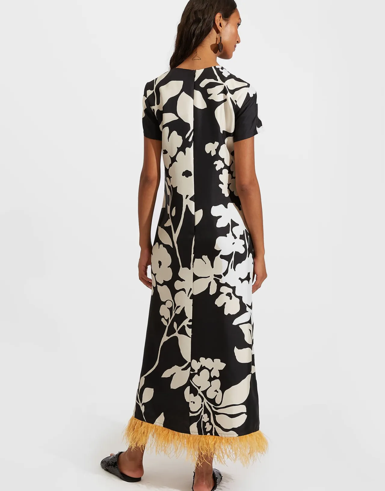 Clearance La DoubleJ Swing Dress (With Feathers)Winter Jasmine in Twill Silk