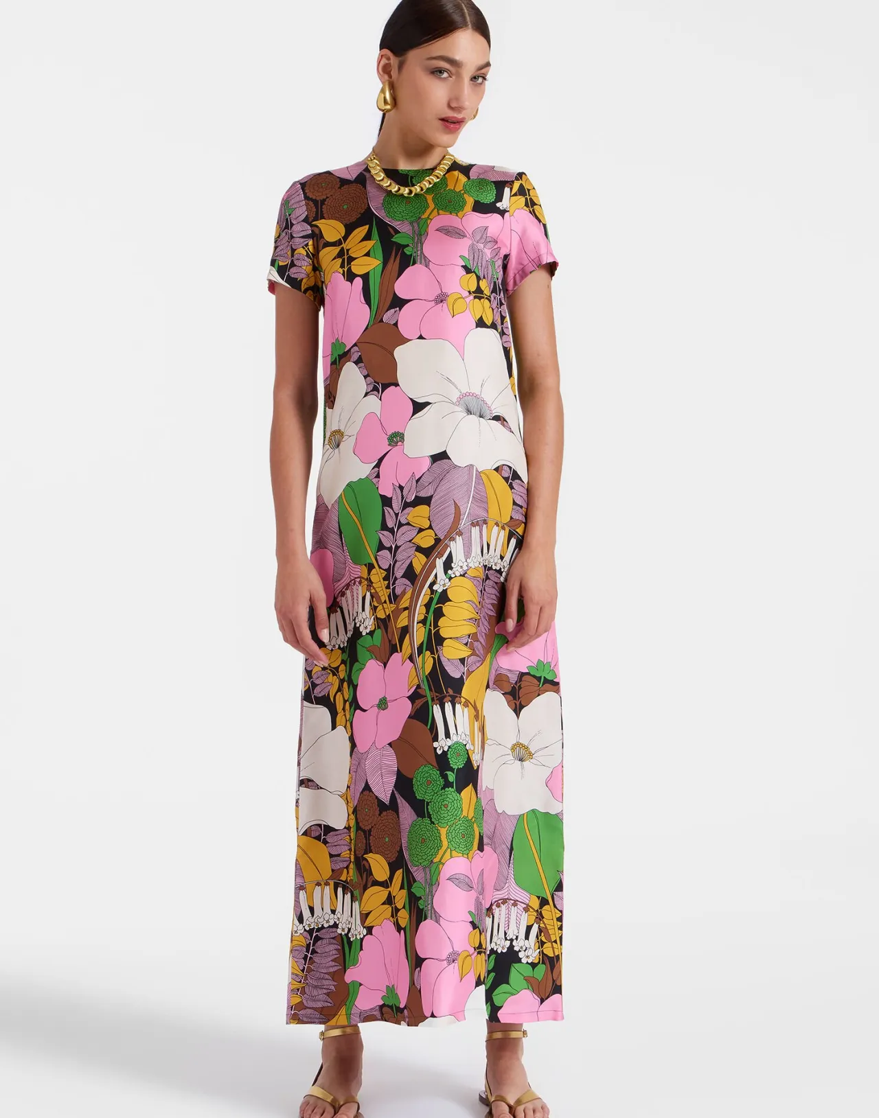 Online La DoubleJ Swing DressBig Flower in Silk Twill