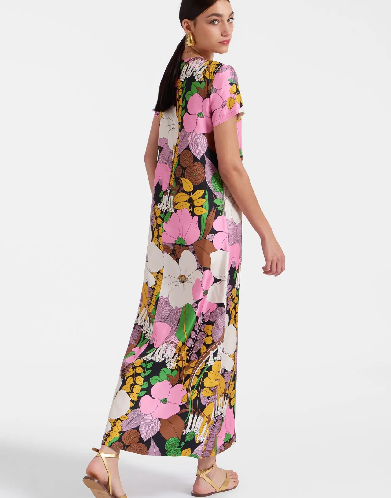 Online La DoubleJ Swing DressBig Flower in Silk Twill