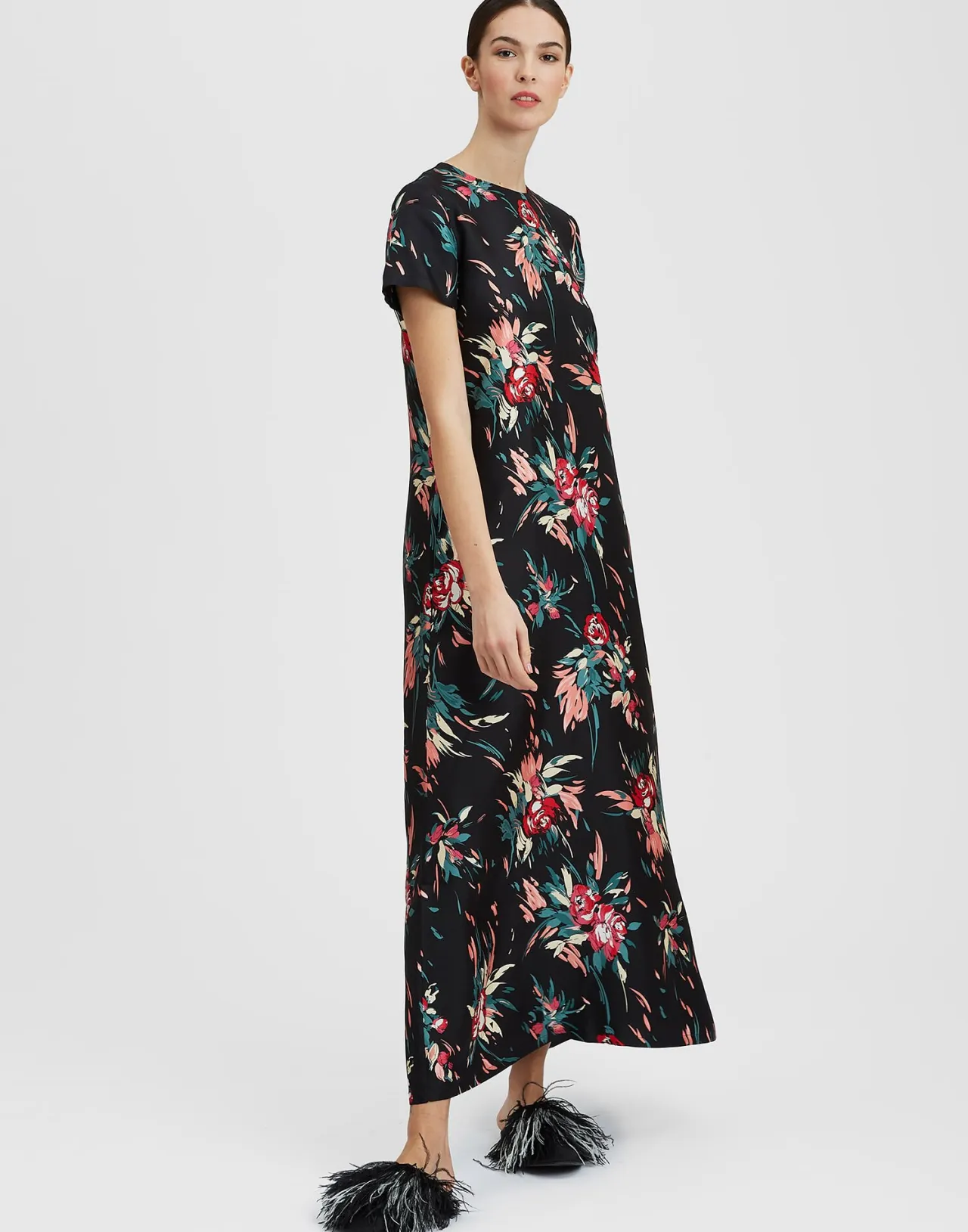 Sale La DoubleJ Swing DressBreezy Black in Silk Twill