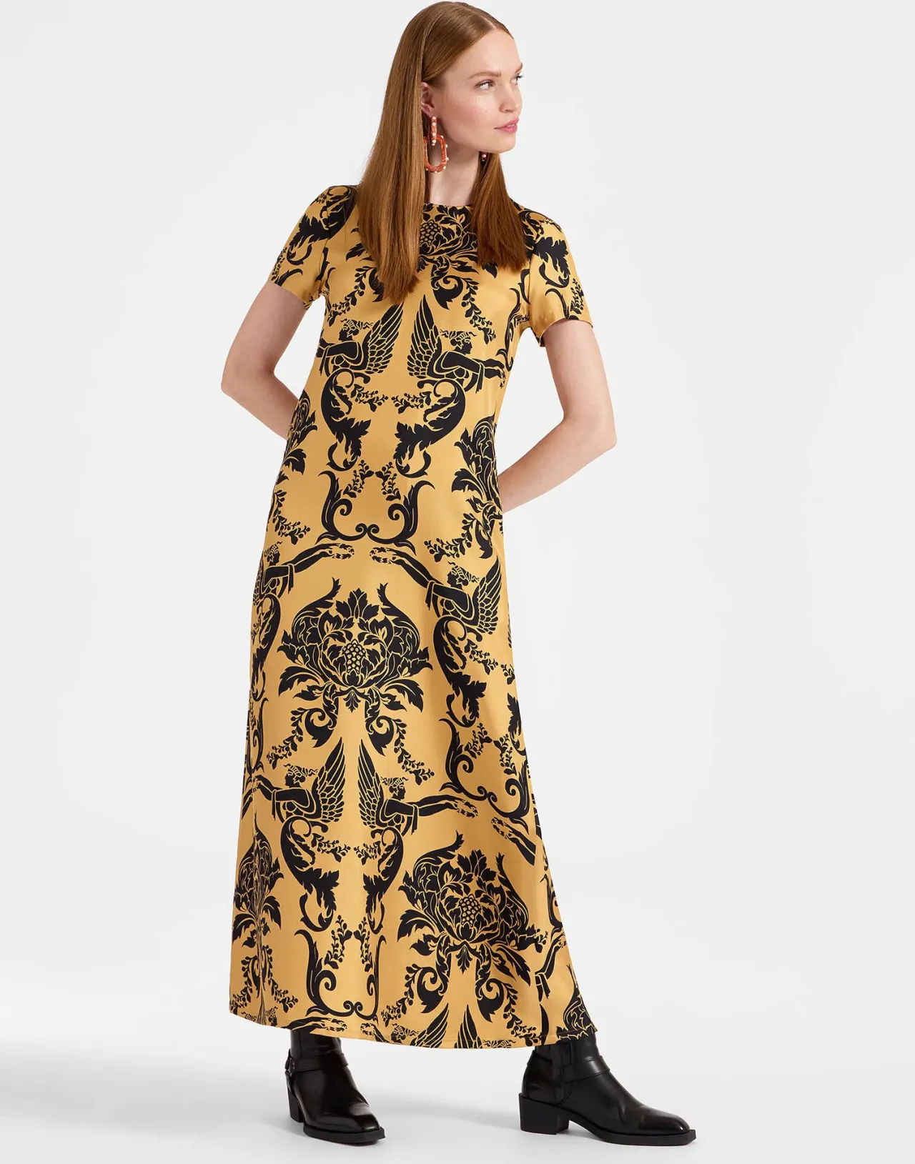 Clearance La DoubleJ Swing DressCherubs Gold in Silk Twill