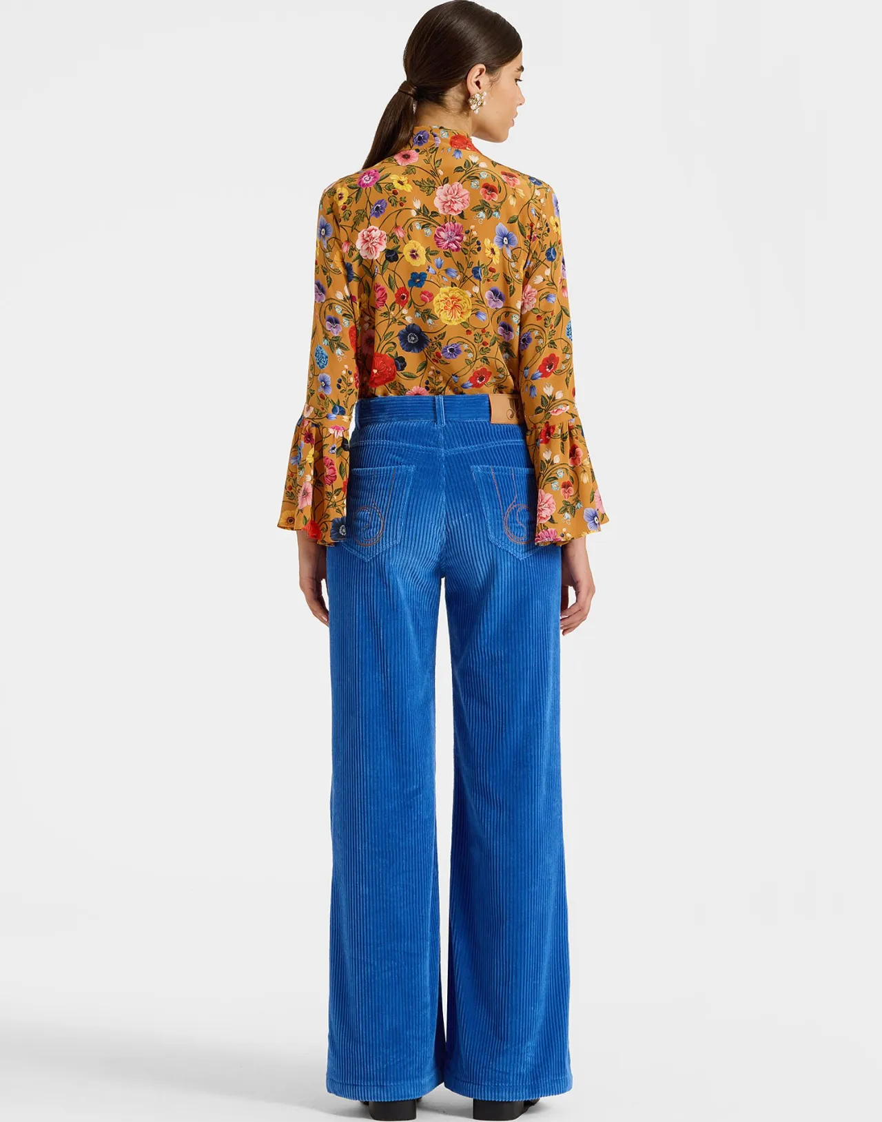 Cheap La DoubleJ The Flare PantsSolid Light Blue in Velvet Corduroy