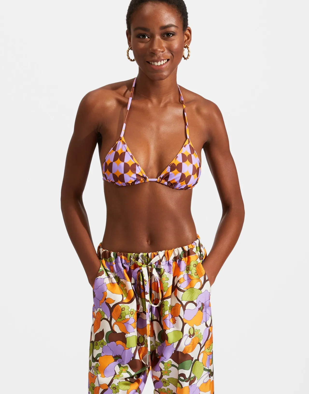 Outlet La DoubleJ Triangle Bikini TopMezzaluna Orange in Lycra