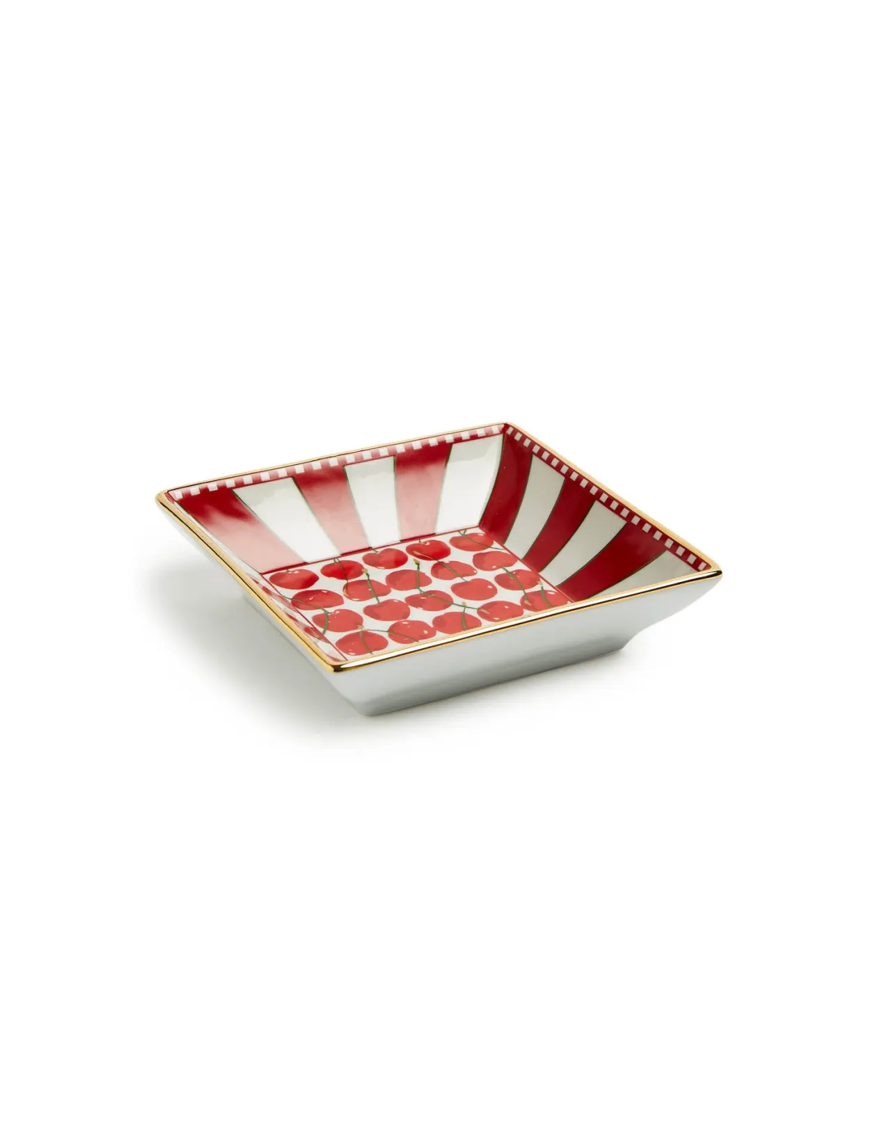 Online La DoubleJ Trinket Tray (15X15)Cherries Avorio in Porcelain