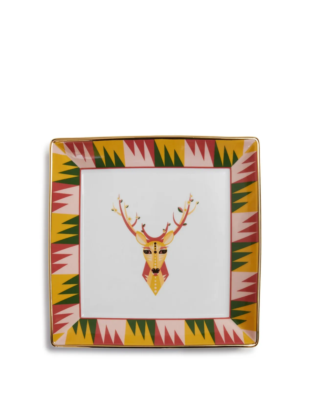 Discount La DoubleJ Trinket Tray (20X20)Deer in Porcelain