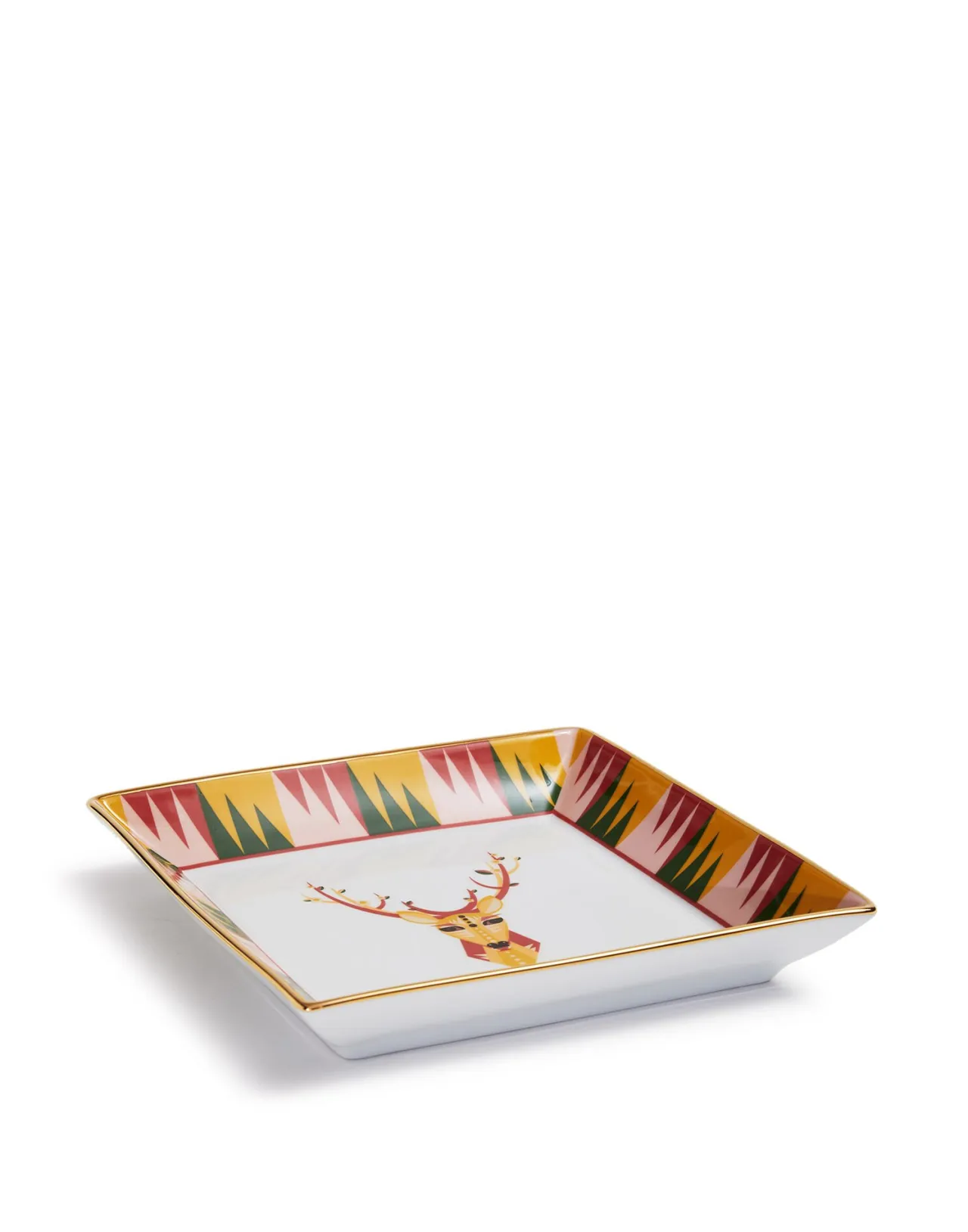 Discount La DoubleJ Trinket Tray (20X20)Deer in Porcelain