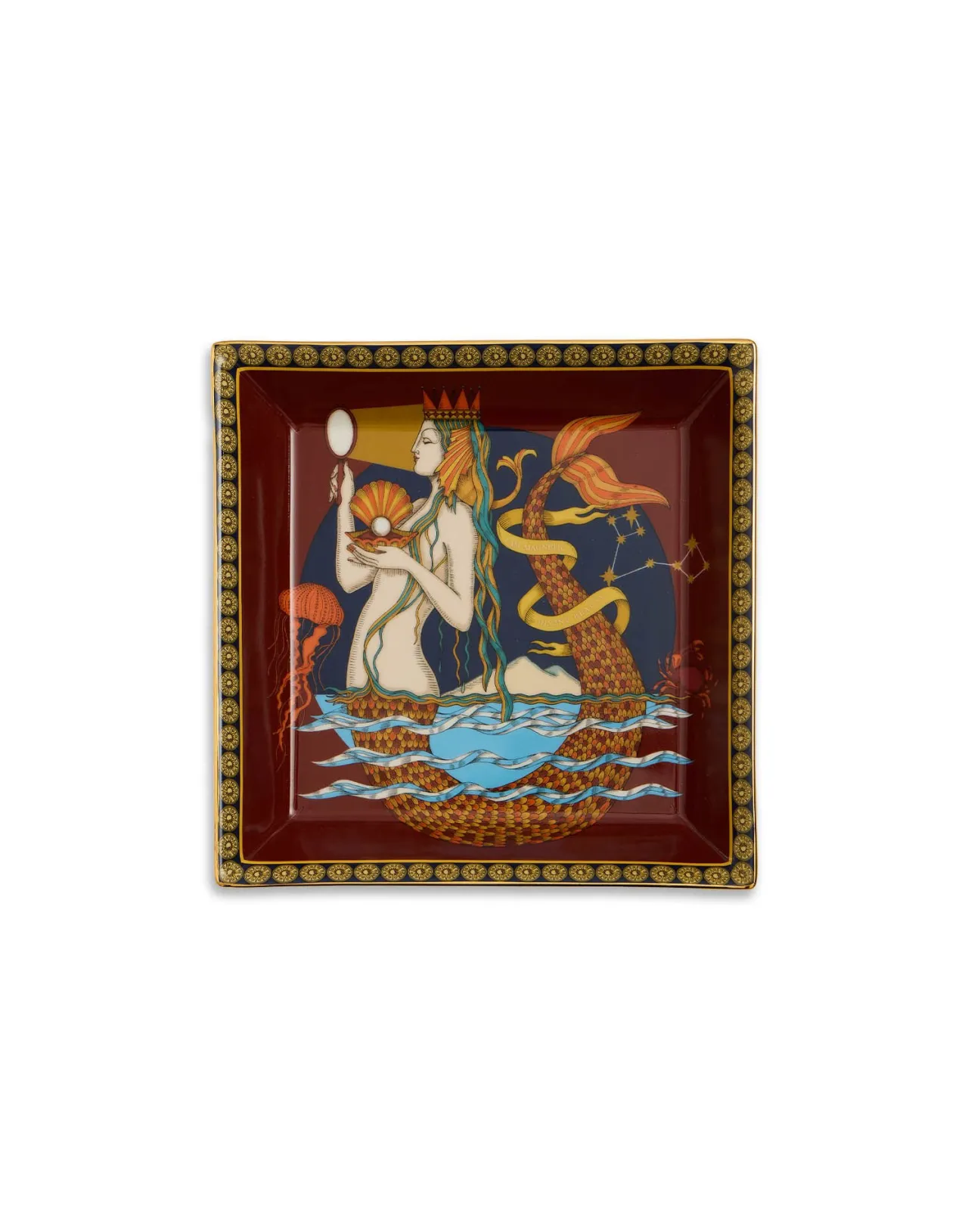 Hot La DoubleJ Trinket TrayThe Mermaid Bordeaux in Porcelain