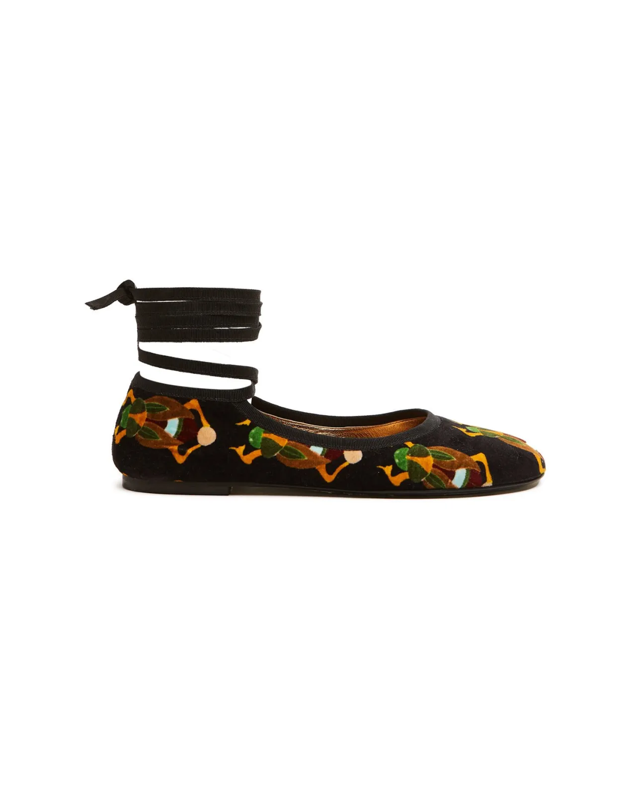 Clearance La DoubleJ Winter Ballerina FlatsScarab Black in Cotton Velvet